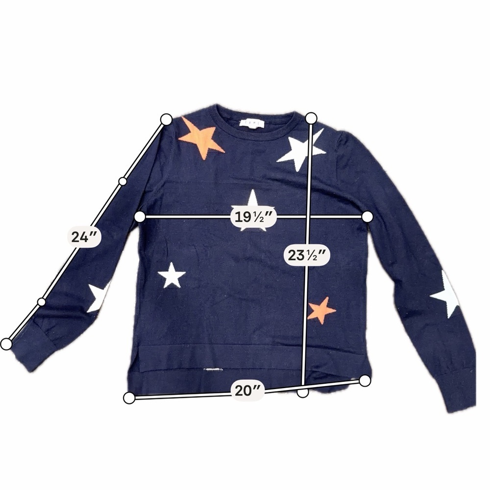 Thml Navy Star Print Sweater Lightweight Knit Pullover Size Medium - Picture 6 of 6